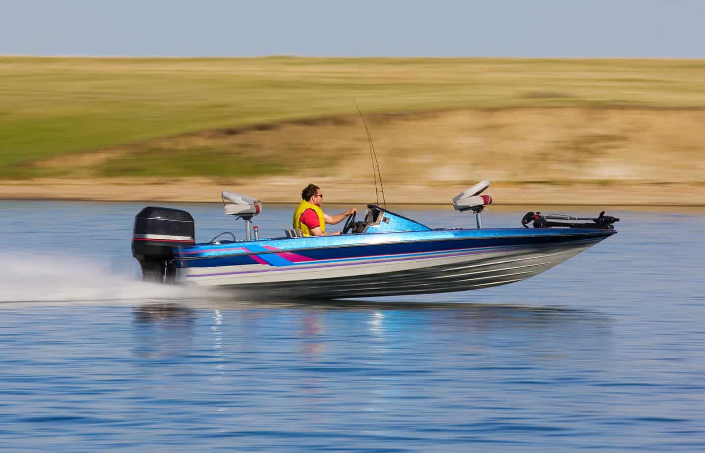 Fast bass boat speeding to the fishing hole